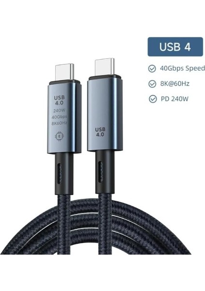 40GBPS 240W 4.0 Thunderbolt Type-C To Type-C Şarj, ve 8k 60Hz Görüntü Aktarım Kablosu Tip C 1.5 Metre ZR851 modelleri