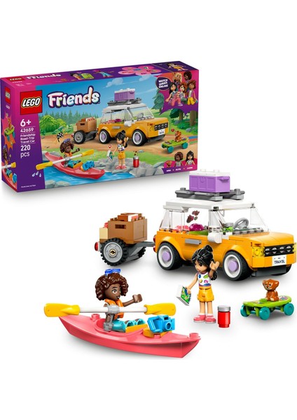 Arkadaşlık Seyahat Arabası 42659-6 Yaş ve Üzeri Kız ve Erkek Çocuklar Için 2 Mini Bebek ve 1 Köpek Figürü ile Aksesuarlar Içeren Yaratıcı Oyuncak Yapım Seti, Hediye Fikri (220 Parça)