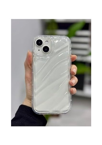 Go Aksesuar 13 14 ve 15 ile Uyumlu 3D Kabartmalı Snow Hologram Şeffaf Silikon Kılıf modelleri