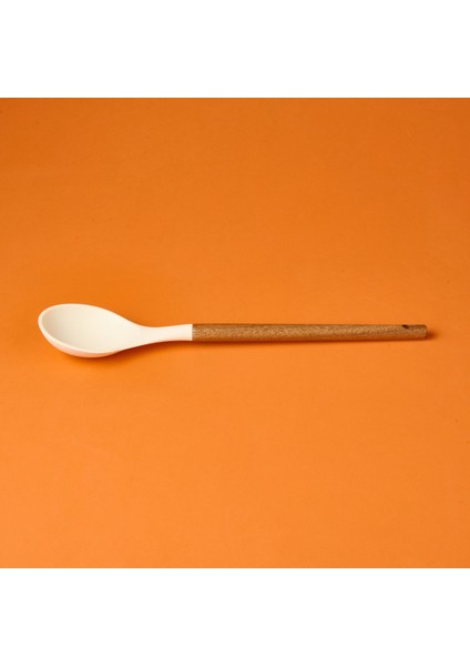 Ahşap Saplı Silikon Kaşık - Krem / Kahverengi modelleri