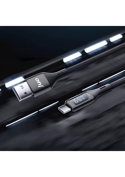 Juo 66W Dijital LED Ekranlı Örgülü Usb-A To USB Type-C Hızlı Şarj ve Data Kablosu 2 Metre fiyatları