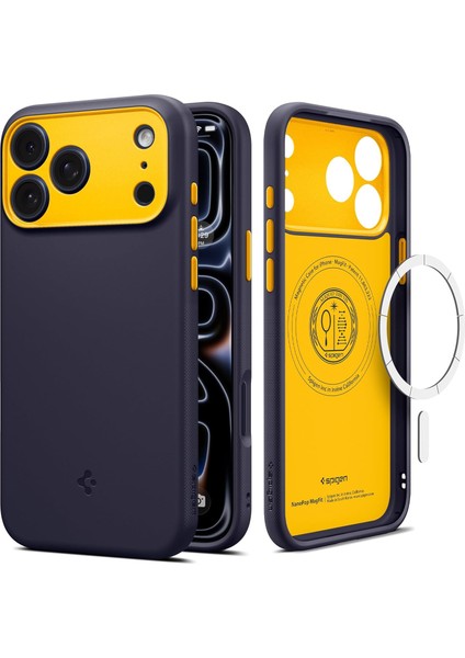 17 Pro ile Uyumlu Silikon Magsafe Kılıf Pop Hava Kanalı Teknolojisi Askeri Sınıf Koruma Magfit Blueberry Navy Kaymaz Kapak - ACS09966