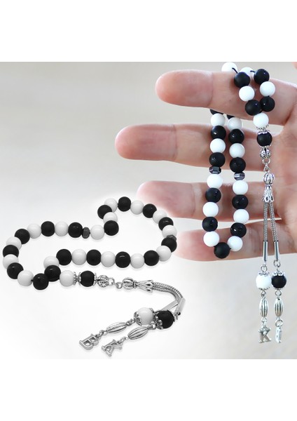 Kararmaz Metal Isme Harf Püskül Küre Kesim Siyah Beyaz Jade Ayyıldız Oniks Doğaltaş Taraftar Tesbih fiyatları