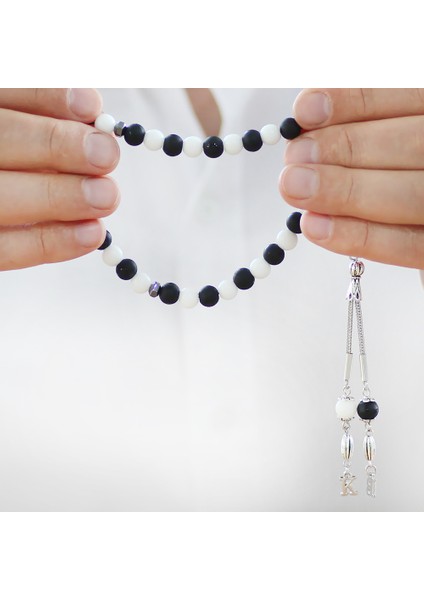 Kararmaz Metal Isme Harf Püskül Küre Kesim Siyah Beyaz Jade Ayyıldız Oniks Doğaltaş Taraftar Tesbih fırsatları