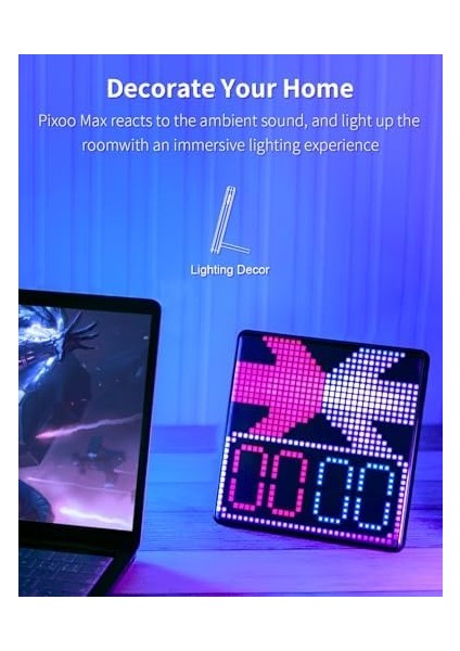 Pixoo-Max Çok Amaçlı Fotoğraf Çerçevesi, 32 x 32 Programlanabilir Piksel Sanat LED Ekran, Oyun Aksesuarları, Neon Işık Oda Dekorasyonu Için, Pencere Tabela (Siyah) modelleri