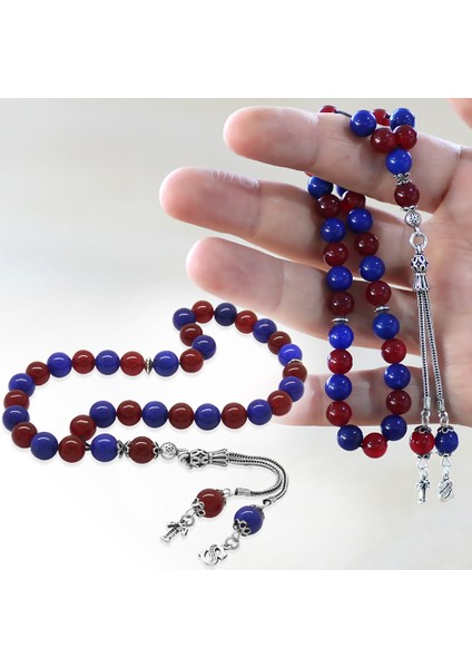 925 Ayar Gümüş Isme Özel Harf Püsküllü Küre Kesim Bordo Mavi Jade Doğaltaş Taraftar Tesbih fiyatları