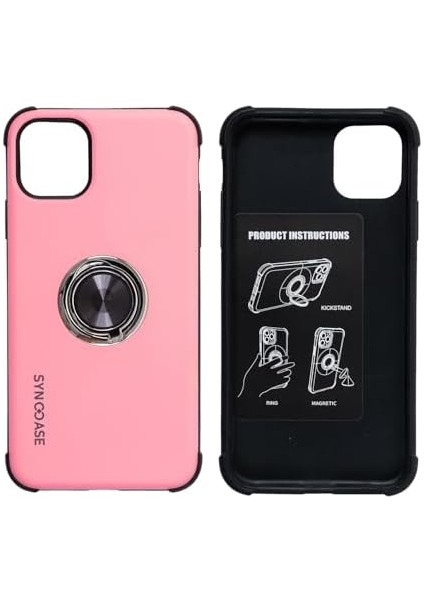 11 Kılıf – Halka Tutuculu & Stand Özellikli Silikon Telefon Kılıfı – Darbe Emici, Mıknatıslı, Yüzey Koruma – Ince Tasarım, Halka Tutucu ve Araç Mıknatısı Uyumlu Açık Pembe modelleri