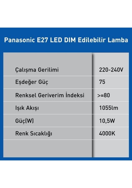 E27 LED Dim Lamba 10.5W 1055LM 4000K fiyatları
