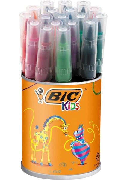 Kids Visa Firça Uçlu Keçeli, 18&apos;li Kavanoz, Fırça Başlı Esnek ve Yumuşak Uç, Yıkanabilir Su Bazlı