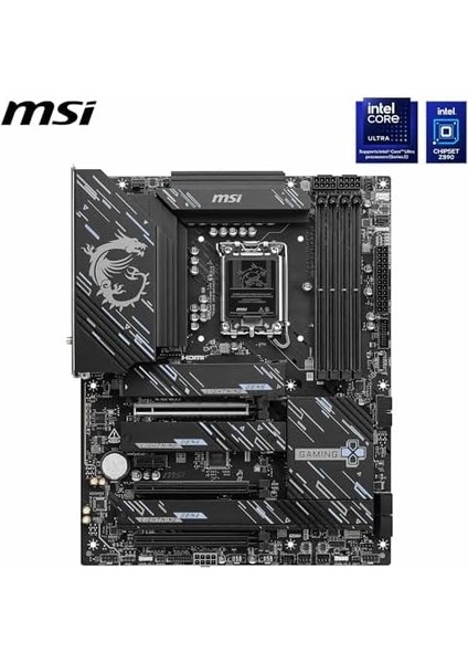 Msı, Z890 Gaming Plus Wifi Soket, 1851 Ddr5 9200MHZ(OC) USB 20GBPS 4xm.2 1xtb4, HDMI Display 5g Lan Wifi 7 Atx, 7E34-002R modelleri
