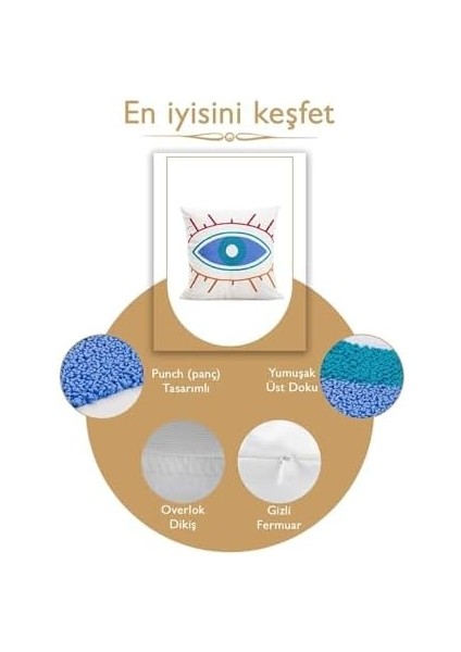 45X45 Özel Tasarım Panç Süzene Desen Dekoratif Kırlent Kılıfı Modern Beyaz 21 modelleri