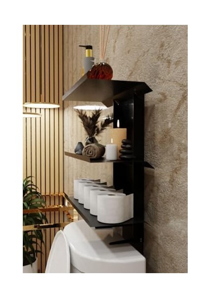 Siyah Klozet Üstü Raf, Organizer Tuvalet Kağıtlık ve Wc Tuvalet Düzenleyici MT116S fiyatları