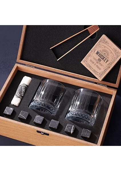 Babaya Hediye Ahşap Kutulu 2&apos;li Glasgow Viski Kadeh Seti + 6 Soğutucu Taş fiyatları