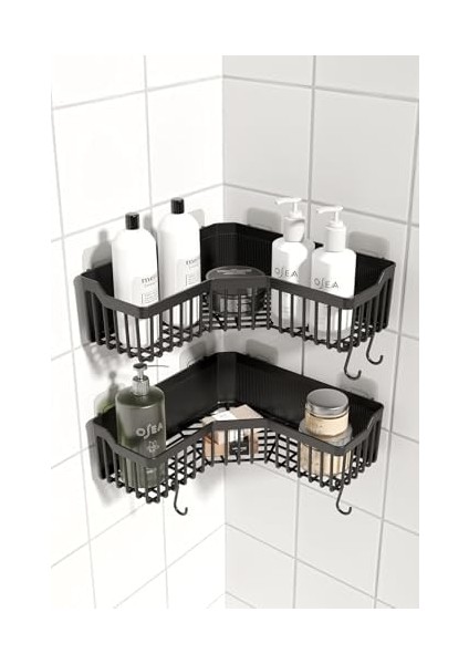 Köşelik Yapışkanlı Rafı, 2&apos;li Düzenleyici, Duş Rafı Organizer Şampuanlık, Plastik modelleri