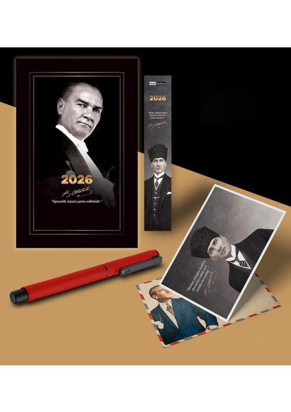 Gazi Paşa Atatürk Ajandası Ayraç Kartpostal - Kırmızı