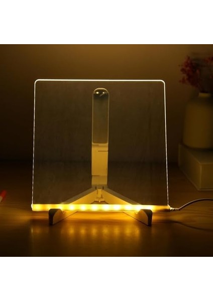 LED Işıklı Akrilik Yazı Tahtası - 20X20 cm Şeffaf Not Panosu, USB Bağlantılı, 7 Renkli ve Dahil, Masaüstü Aydınlatmalı Anı Tahtası modelleri