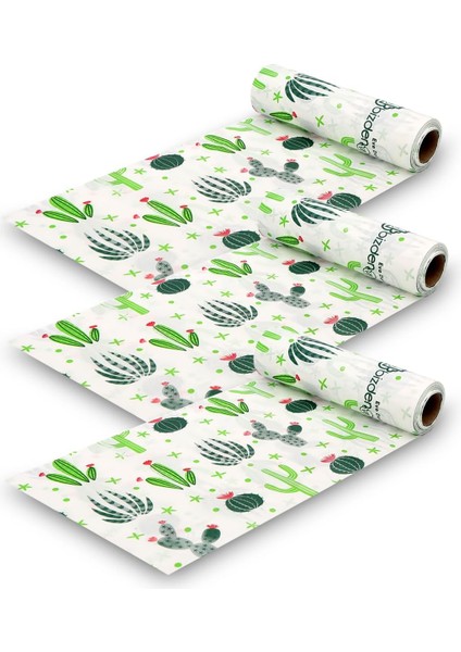 Masa ve Aktivite Piknik Örtüsü Kullan At Sıvı Geçirmez 3 Rulo (Rulo Içi:10 Adet) Kaktüs 100X120CM