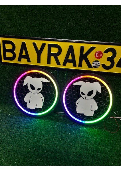 Pixel Kayar Ledli Midrange Kapağı 20 cm 358 Mod 12 Sabit Renk Kumandalı Rgb Tasarımlı Işıklı Kapak