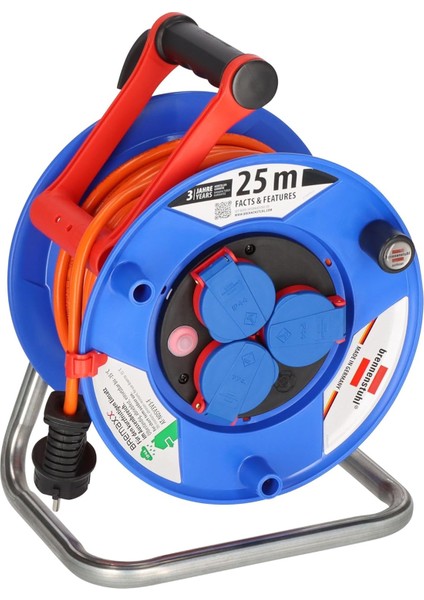 Garant Serisis IP44 Lisanslı 25 Metre Makaralı Uzatma Kablosu Turuncu