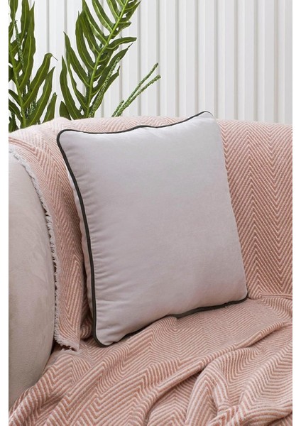 Renk Seçenekli Yeşil Biyeli Açık Gri Kırlent Kılıfı Dekoratif Düz Sade Panoroma Panbiy Gri Yeşil 45X45