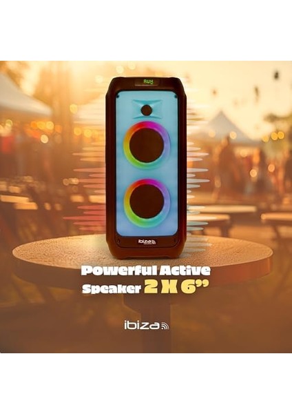 - W6-2 Adet 5,25 Inç (13 Cm) Hoparlör, 250W, Pilli,, USB ve Microsd - W LED Efekti, Tws Kablosuz Bağlantı - Siyah modelleri