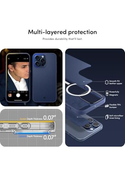 Ciel By 15 Pro Max ile Uyumlu Kılıf Kajuk Mag Magsafe Özellikli Navy Blue - ACS07091 modelleri