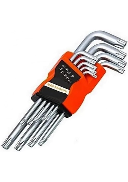 Parça Tork Anahtar Seti (Uzun Boylu Allen Set) Dokuz Pcs Çelik