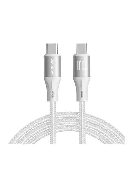 SA25-CC5 2 Metre 100W Type-C – Type-C Metal Hızlı Şarj ve Data Kablosu (Beyaz)