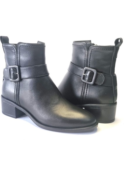 Kadın Hakiki Deri 4.5 cm Topuklu El Yapımı Tokalı Rahat Günlük Bot