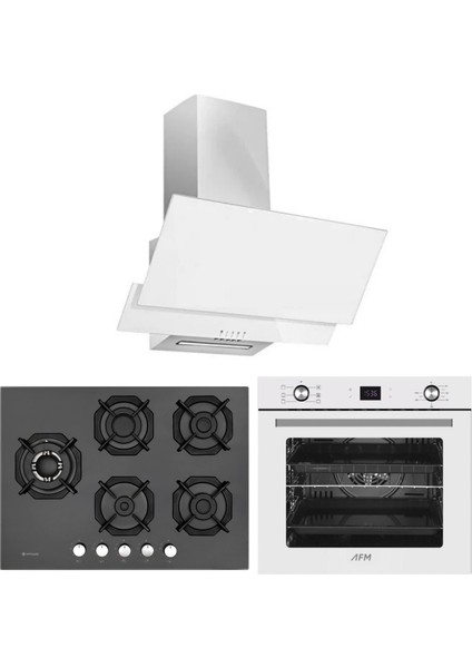 ve Afm Tech Markalı / Yandan 5 Gözlü 1'wok Siyah Ankastre Set ( 22 385 + FM7701 + FM3301 )