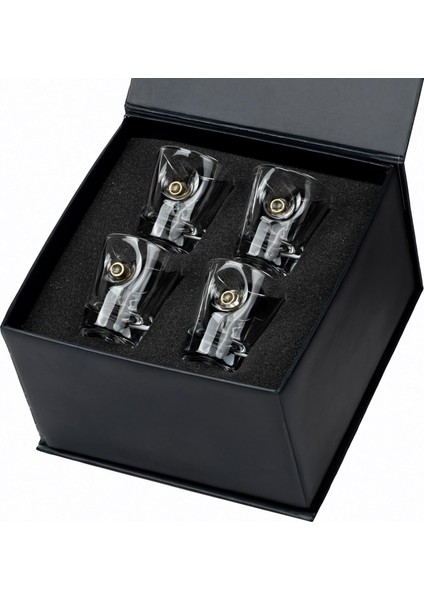 Mermili Shot Tekila Likör Özel Bardağı 4&apos;lü Set Mermi Çekirdeği Hediye Seti