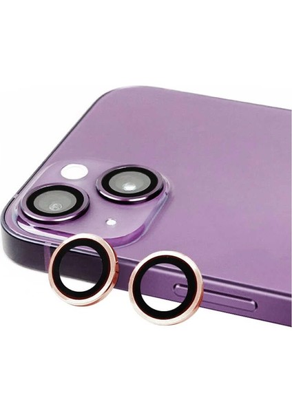 Heartz iphone 14/14 Plus Rose Gold Için Kamera Lens Koruyucu Çizilmez Hd Görüntü Bozmaz Metal Temperli Cam