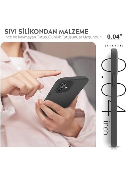 Kılıf Ince Sıvı Silikon 3 Katmanlı Tam Kaplamalı Yumuşak Jel Kauçuk Kılıf Kapak (Siyah, 12/12 Pro) fiyatları
