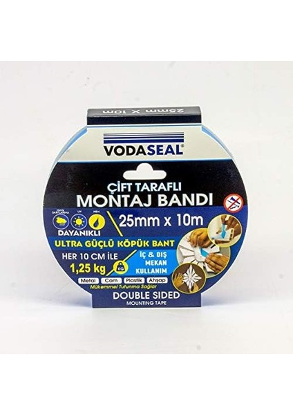 53.01.021 Çift Taraflı Montaj Bandı, 25X10 fiyatları