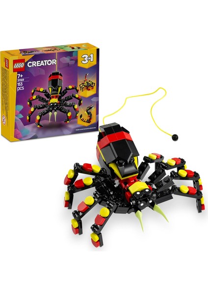 Creator 3’ü 1 Arada Vahşi Hayvanlar: Şaşırtıcı Örümcek 31159-7 Yaş ve Üzeri Çocuklar Için Yaratıcı Oyuncak Yapım Seti, Doğum Günü Hediyesi (153 Parça)