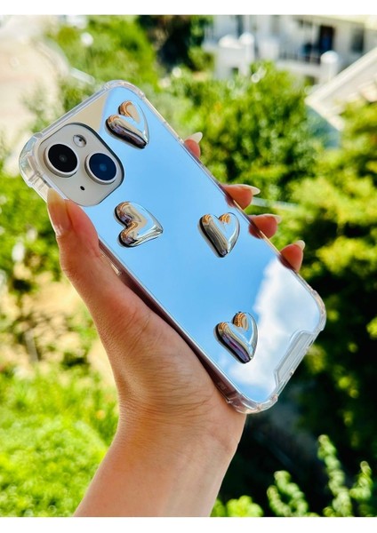 Go Aksesuar 14 Plus - 15 Plus ile Uyumlu Aynalı Tasarımlı Kenarları Silikon Kılıf