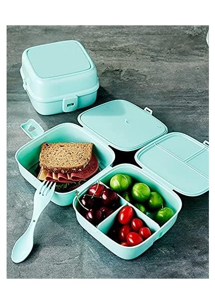 Bölmeli Beslenme Kutusu, Çocuk Kahvaltı Saklama Kabı, Öğrenci Okul Piknik Kamp Iş, Öğle Yemeği Yiyecek Koyma Çantası (Açık Mavi - Resimsiz) modelleri