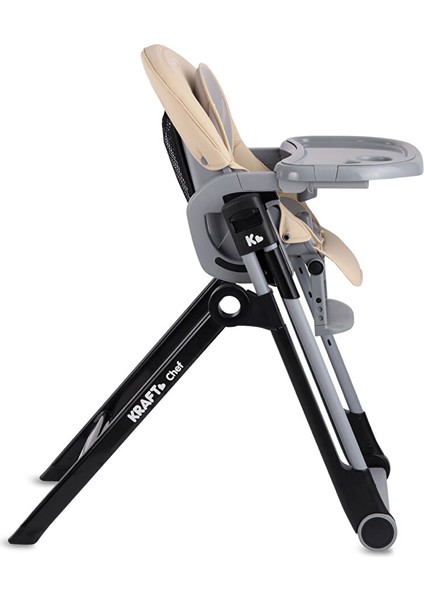 Chef Mama Sandalyesi, Çok Kademeli Yatış, 7 Kademe Yükseklik, Çift Tepsili, Katlanabilir, 0 - 15 K, Bej modelleri