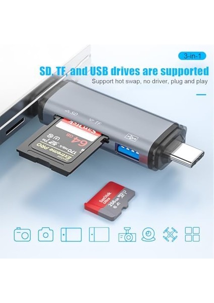 Gn-26 3 In 1 Otg Kart Okuyucu USB - Micro USB - Type-C Hub fiyatları