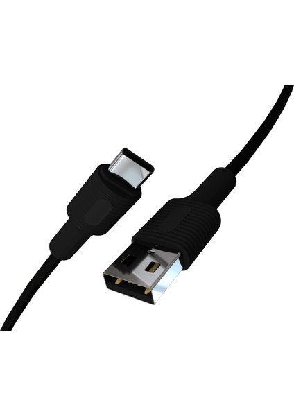 USB A-C Hızlı Şarj Kablosu (Siyah + Siyah Uç) (120 Cm)