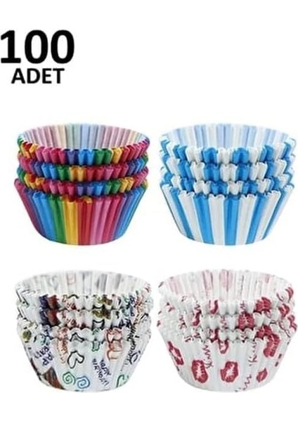100 Adet Desenli Kalıbı,renkli Browni ve Muffin Kabı,kağıdı modelleri