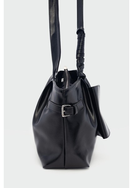 Vintage Suni Deri Omuz Çantası Siyah indirimleri