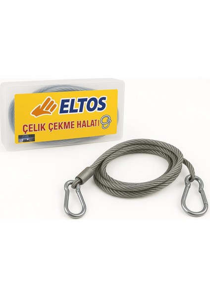 Çelik Çekme Halatı, 3,5 Metre, 6‑8 mm Kalınlık, Izoleli, Dayanıklı Araç Kurtarma Halatı, Oto Yük Çekme Halatı, Güvenli ve Uzun Ömürlü Kullanım