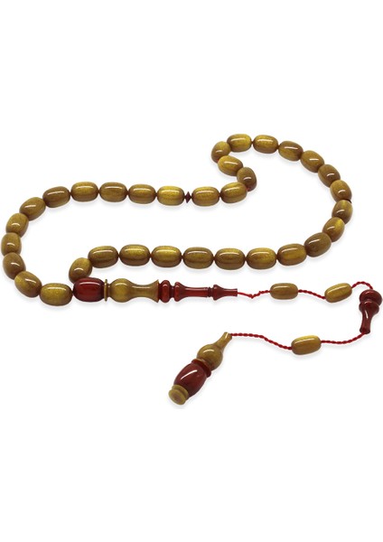 Sistemli Her Tanesi ve Imamesi Usta Işçilikli Kapsül Kesim Sedefli Kahverengi Kırmızı Katalin Tesbih