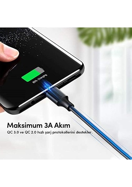 Usb-A & Usb-C Şarj ve Kablosu, 2 Metre, Siyah modelleri