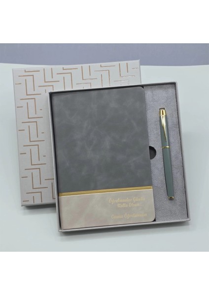 Öğretmenler Gününe Özel Deri Defter ve Kalem Set
