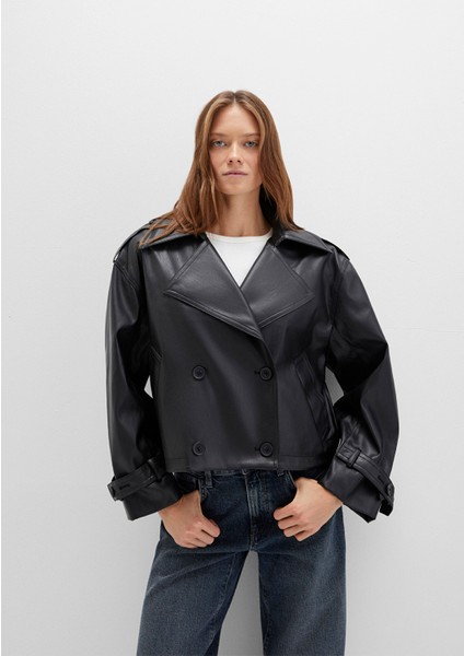 Siyah Suni Deri Ceket 1110709-900