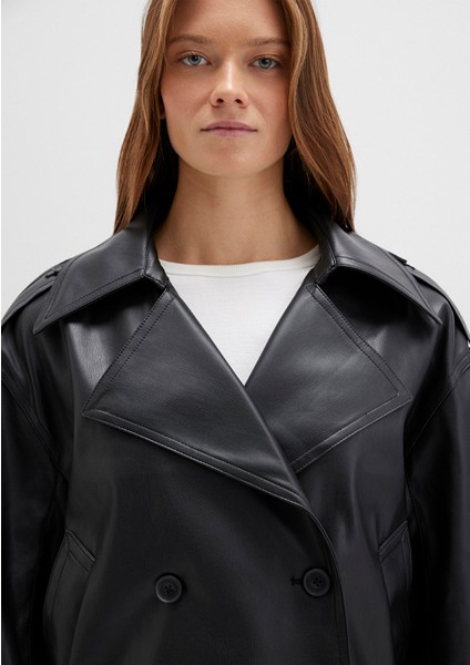 Siyah Suni Deri Ceket 1110709-900