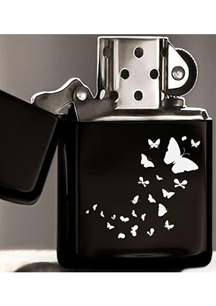 Kelebekler Tasarımlı Siyah Benzinli Metal Çakmak modelleri