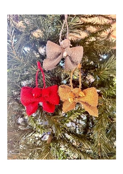 Yılbaşı Ağacı Süsü 3lü Set Yılbaşı Süsü Fiyonk Parlak Süs El Yapımı Tasarım Yılbaşı Süsü Palamut modelleri